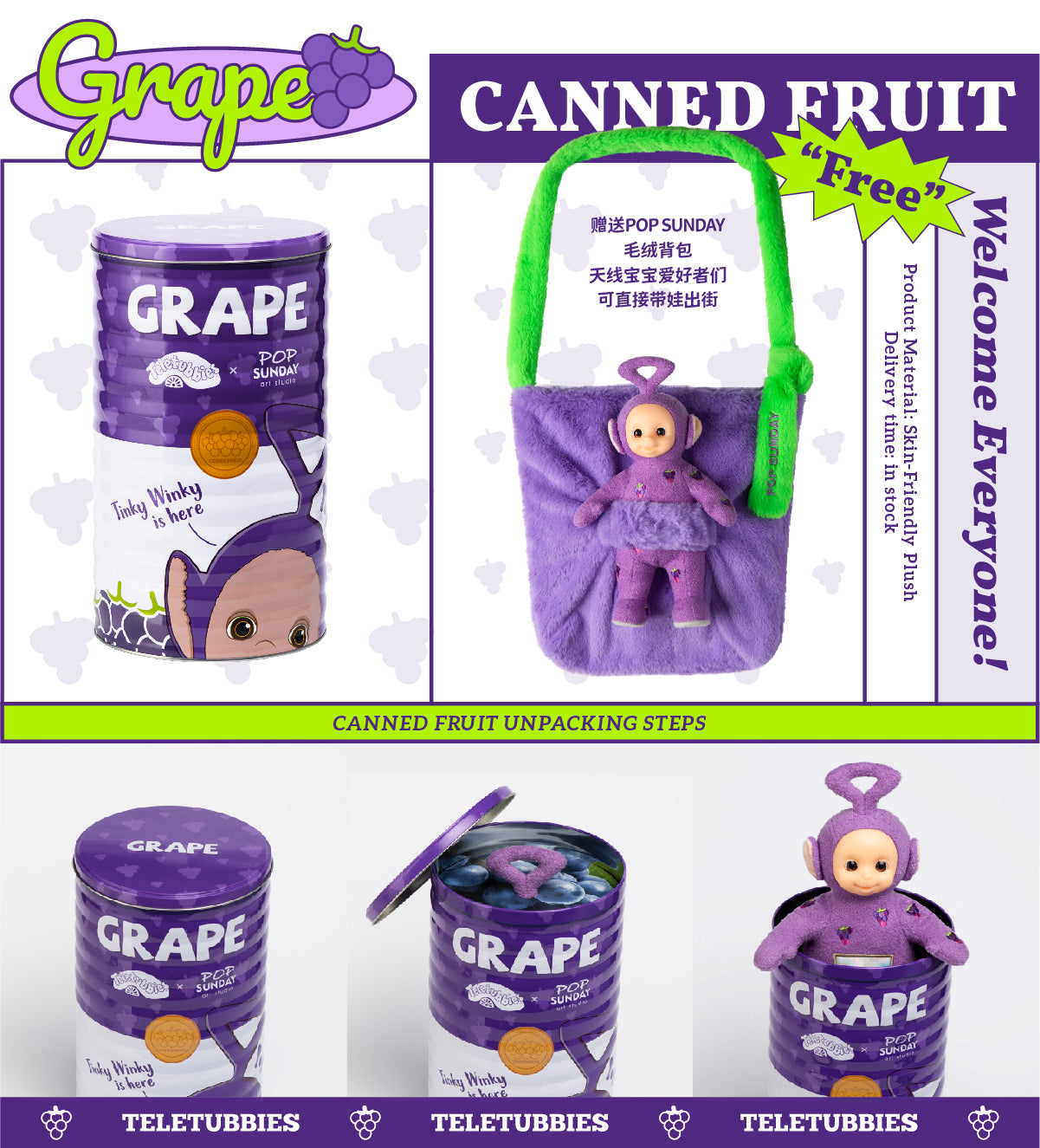 POP SUNDAY Teletubbies Canned Fruit Plush