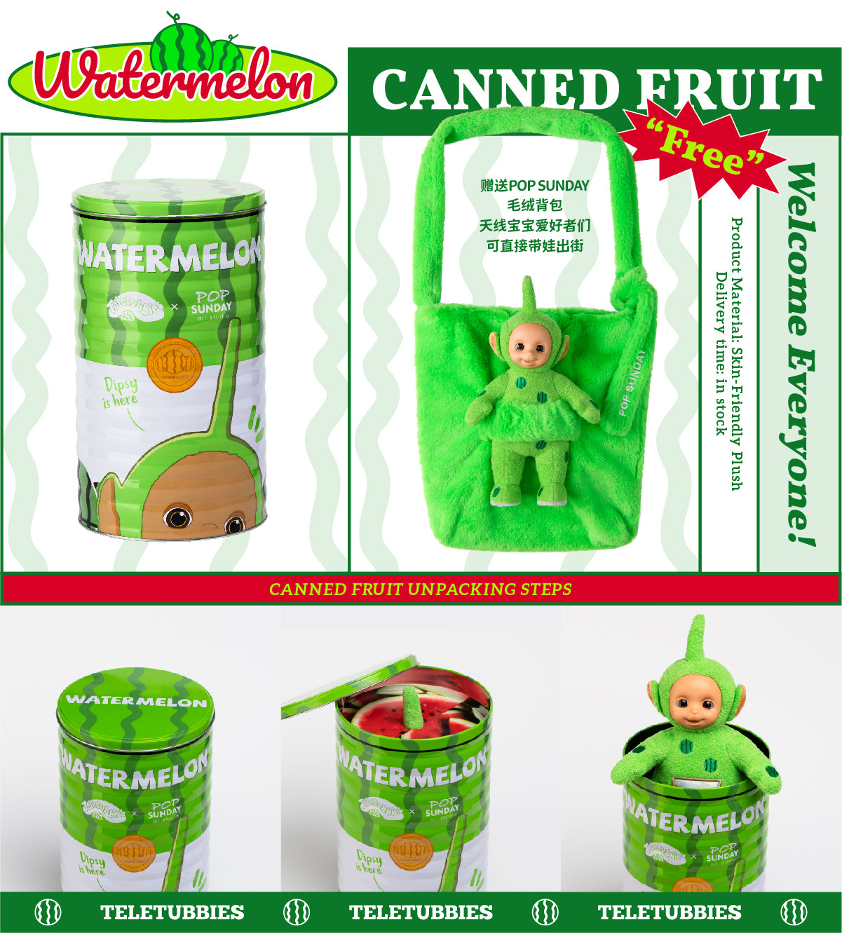 POP SUNDAY Teletubbies Canned Fruit Plush