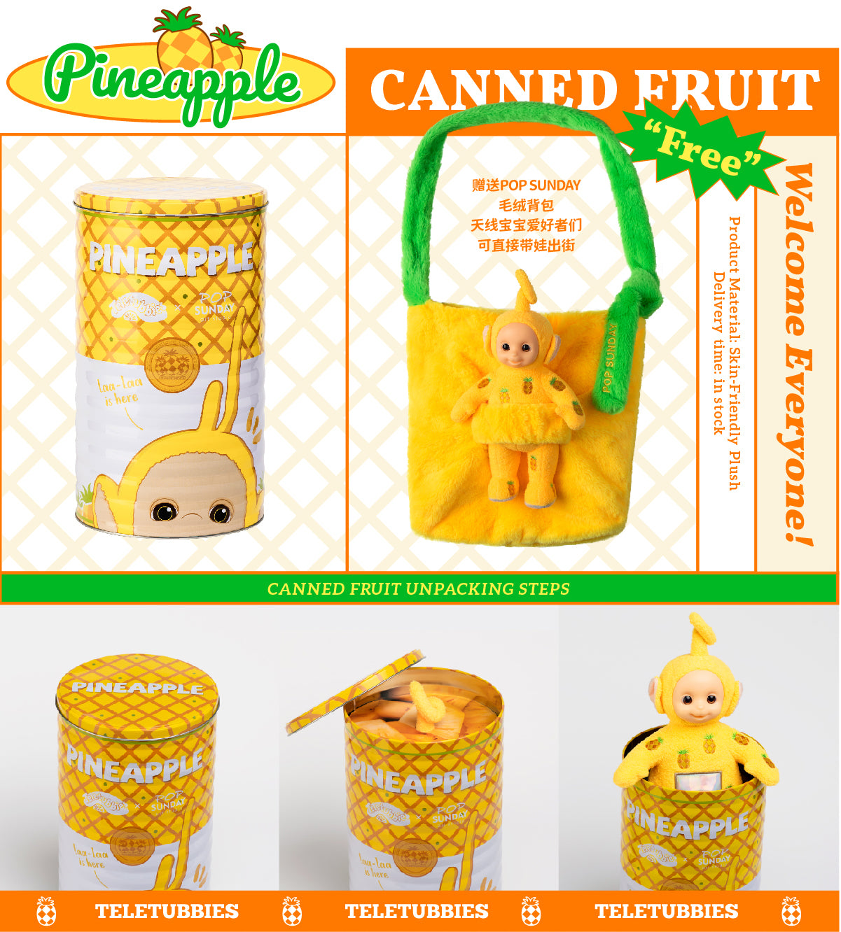 POP SUNDAY Teletubbies Canned Fruit Plush