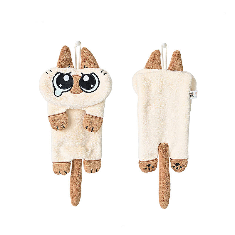 Siamese Cat Print Hand Towel - Kawaii 'Xiao Dòu Ní' Cute Design