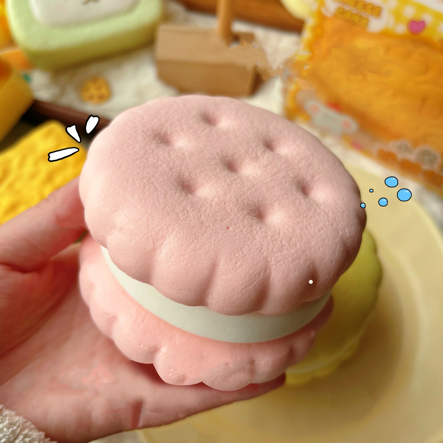 Kawaii Strawberry Cream Cookie Stress Reliever