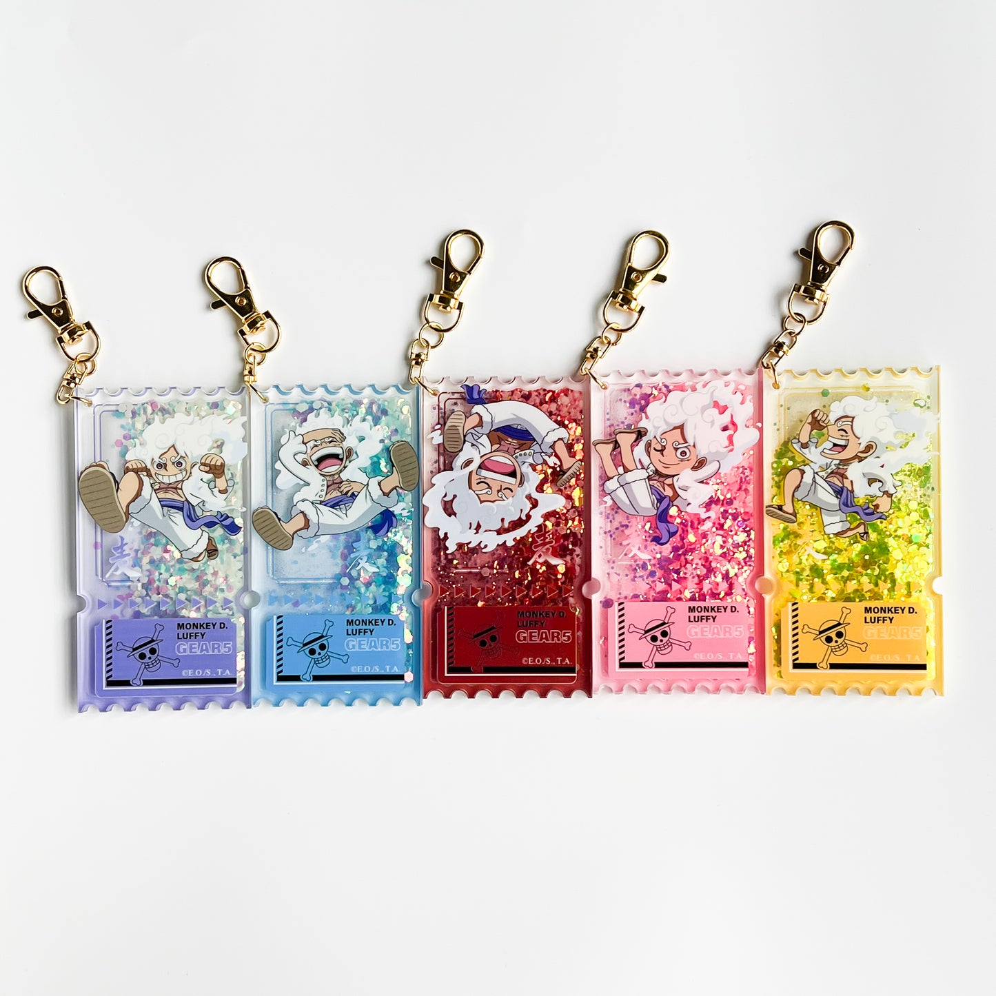 One Piece: Gear 5 Nika Luffy Acrylic Glitter Snow Globe Ticket Keychain