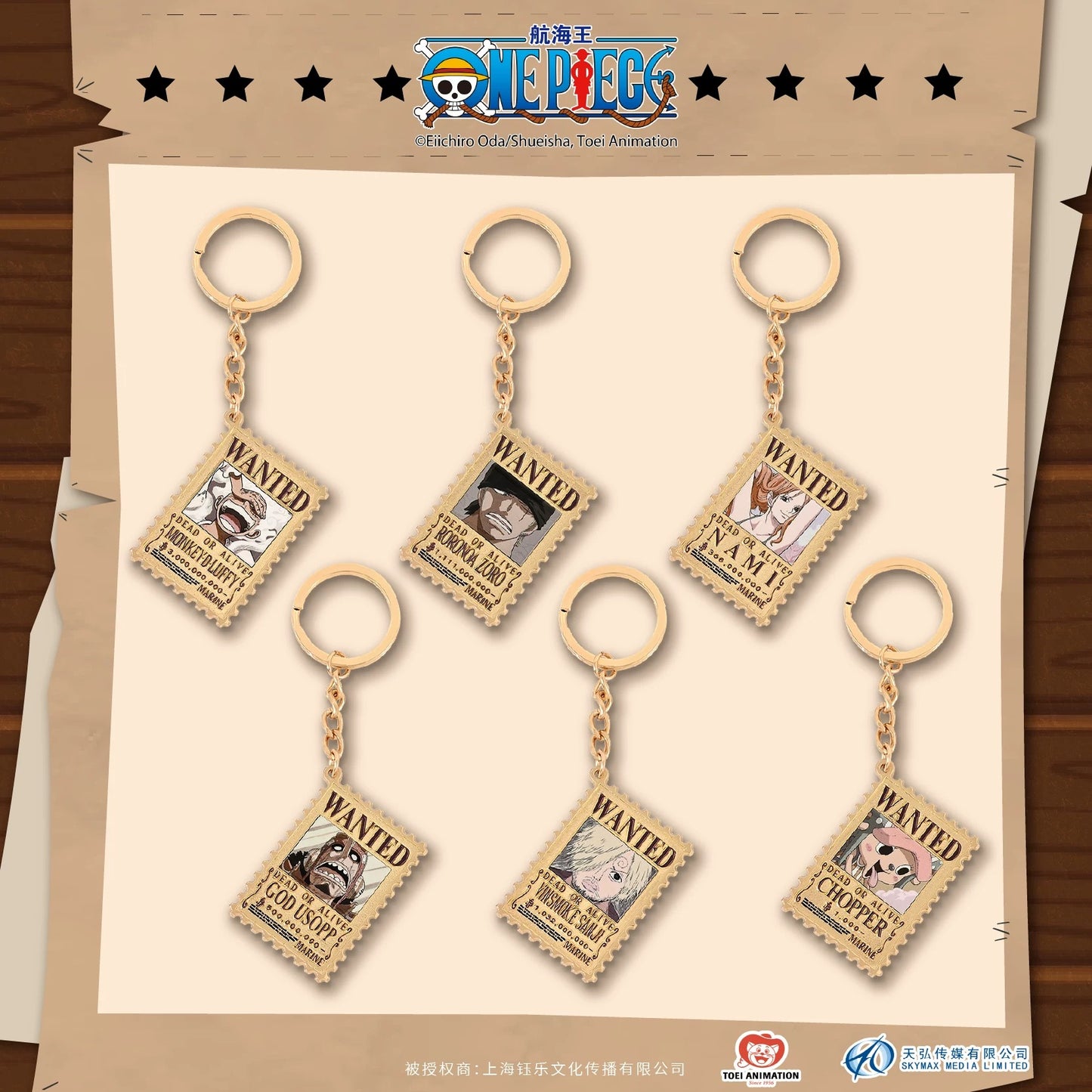 One Piece Wanted Poster Alloy Keychain