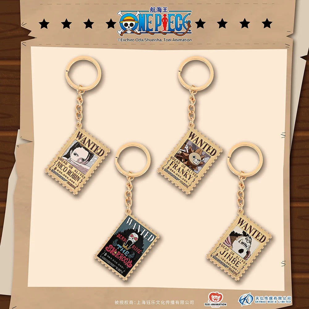 One Piece Wanted Poster Alloy Keychain