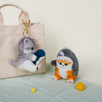 Mofusand Shark Cat Plush keychain