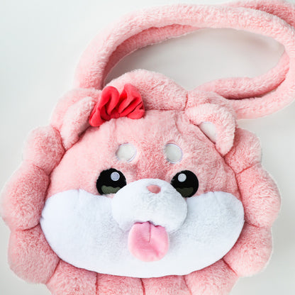 DODOWO Cabbage Dog Rosette Plush Shoulder Bag
