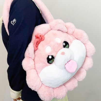 DODOWO Cabbage Dog Rosette Plush Shoulder Bag