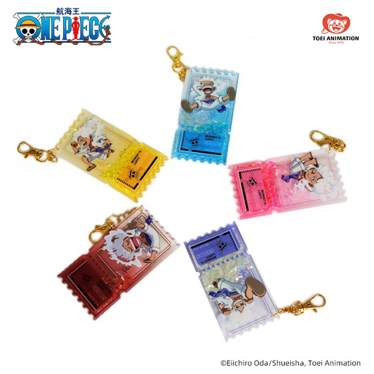 One Piece: Gear 5 Nika Luffy Acrylic Glitter Snow Globe Ticket Keychain
