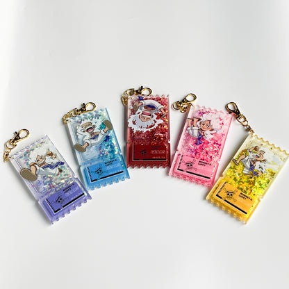 One Piece: Gear 5 Nika Luffy Acrylic Glitter Snow Globe Ticket Keychain