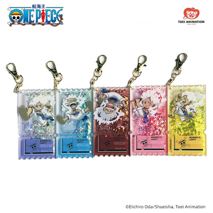 One Piece: Gear 5 Nika Luffy Acrylic Glitter Snow Globe Ticket Keychain