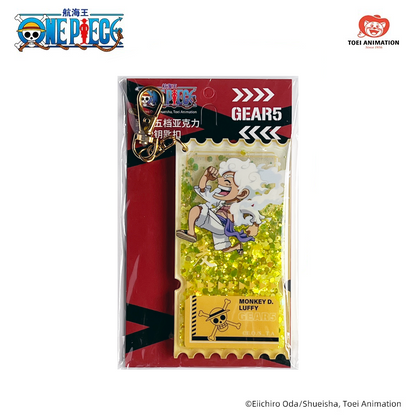 One Piece: Gear 5 Nika Luffy Acrylic Glitter Snow Globe Ticket Keychain