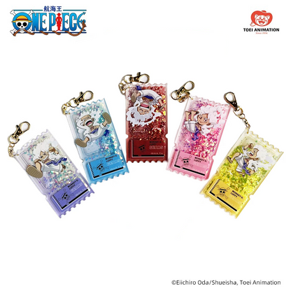 One Piece: Gear 5 Nika Luffy Acrylic Glitter Snow Globe Ticket Keychain