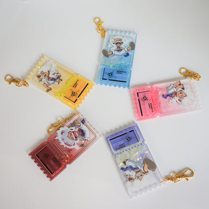 One Piece: Gear 5 Nika Luffy Acrylic Glitter Snow Globe Ticket Keychain